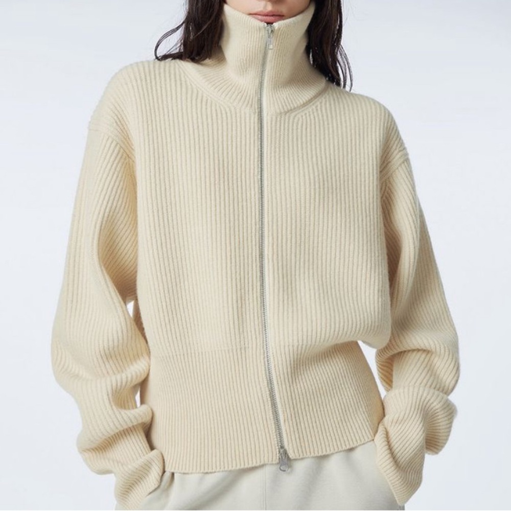 H&M Sweater Cropped  cream Wool Cardigan